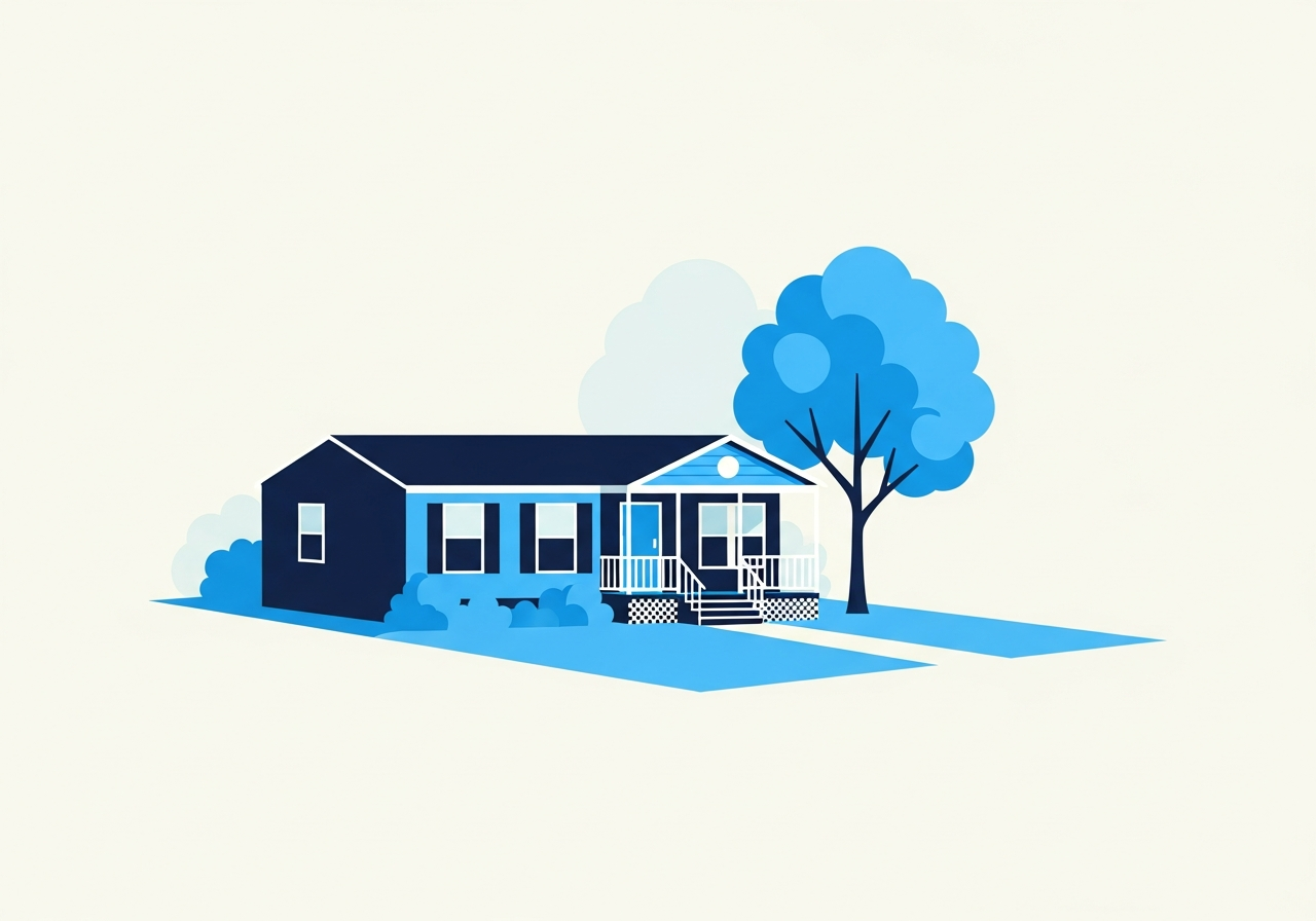Illustration of a manufactured home in a land-lease community